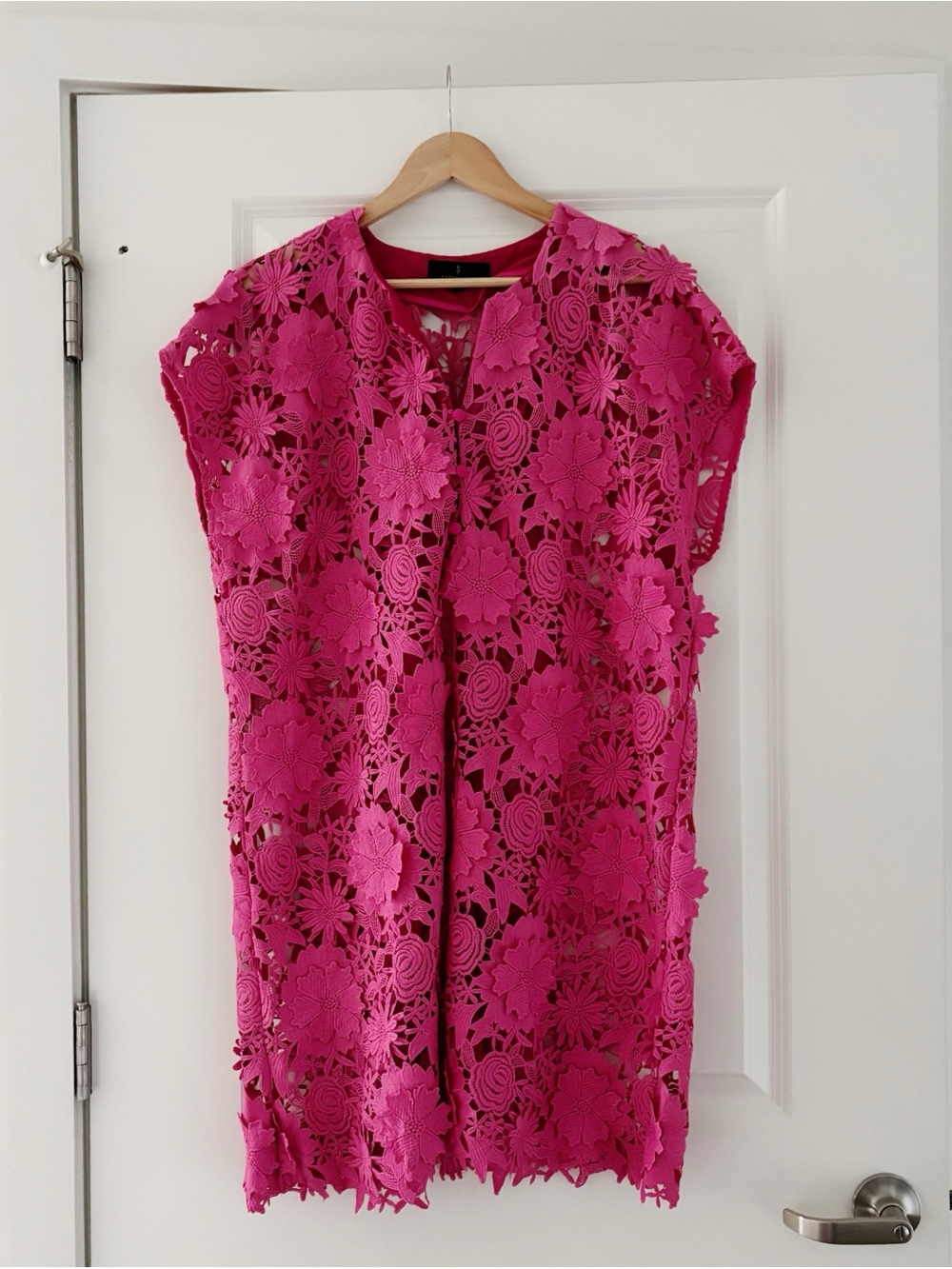 Abbey Glass Vera 3-D Floral Lace Tunic Dress Coverup Large Resortwear